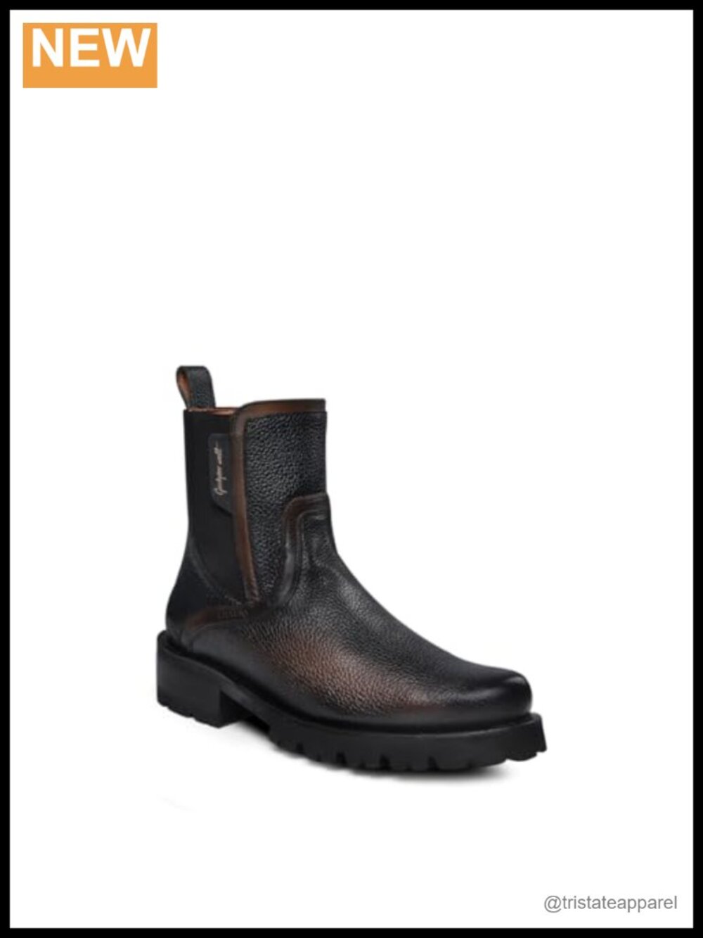 Genuine Leather Western Boot for Men Ankle-High Lug Sole